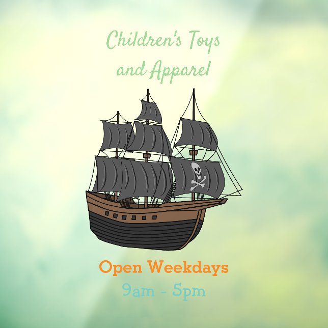 Pirate ship cartoon illustration window cling (Sheet 3)