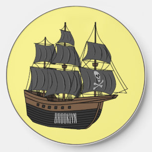 Pirate ship cartoon illustration wireless charger