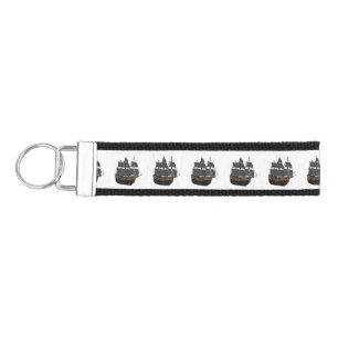 Pirate ship cartoon illustration wrist keychain