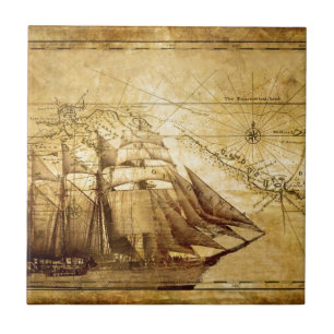 pirate ship ceramic tile