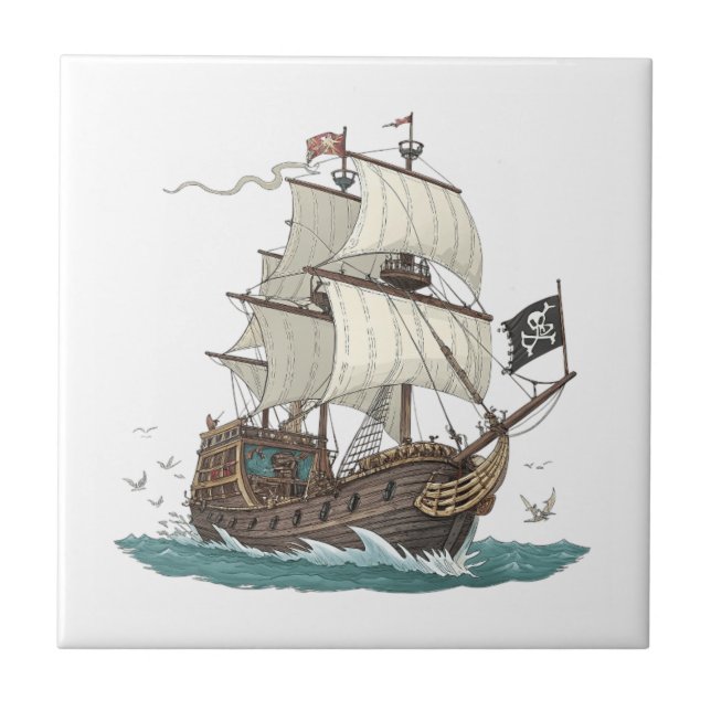 Pirate Ship Ceramic Tile (Front)