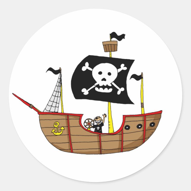 Pirate ship classic round sticker (Front)