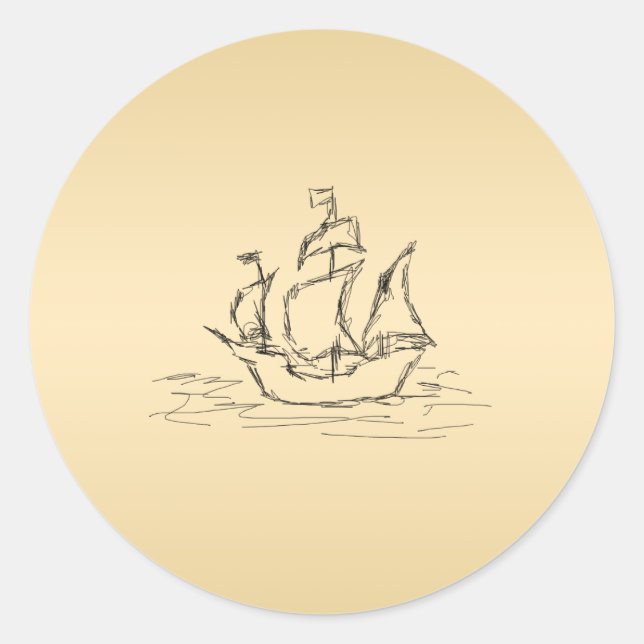 Pirate ship. classic round sticker (Front)