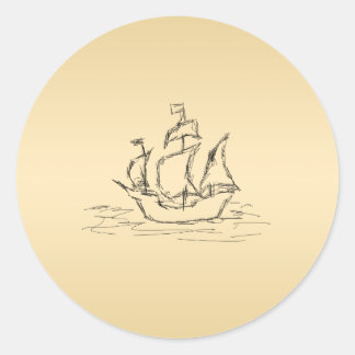 Pirate ship. classic round sticker