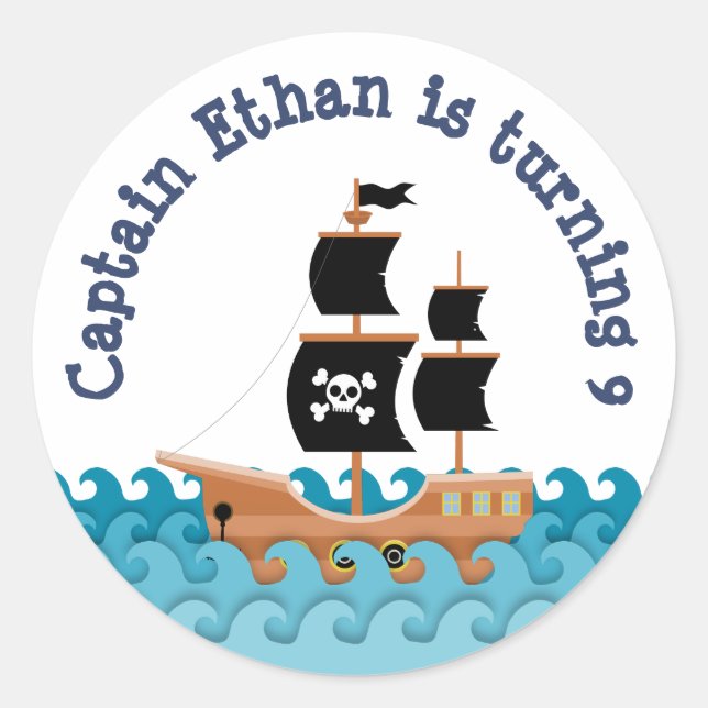 Pirate ship classic round sticker (Front)