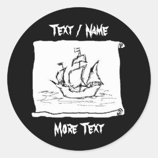 Pirate Ship. Classic Round Sticker