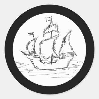 Pirate Ship. Classic Round Sticker