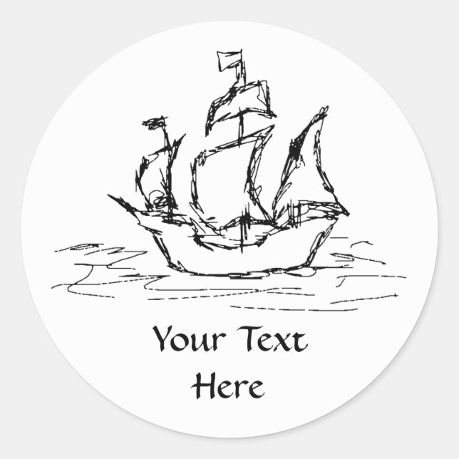 Pirate Ship. Classic Round Sticker (Front)