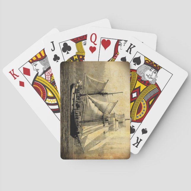 Pirate ship distressed playing cards (Back)