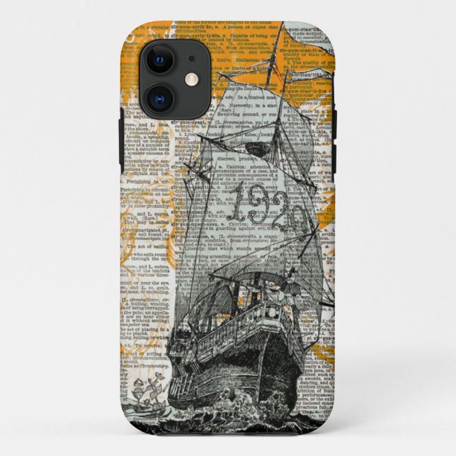 Pirate Ship Drawing design newspaper Case-Mate iPhone Case (Back)