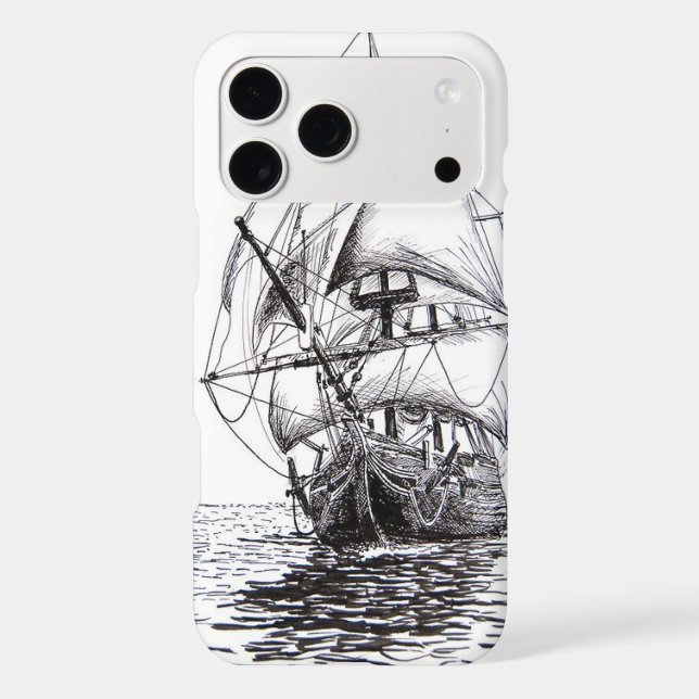 Pirate Ship Drawing Iphone Case (Back)