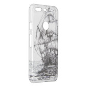 Pirate Ship Drawing Uncommon Google Pixel Case (Back/Right)