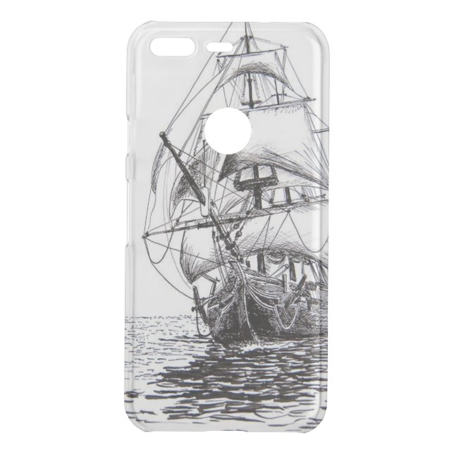 Pirate Ship Drawing Uncommon Google Pixel Case (Back)
