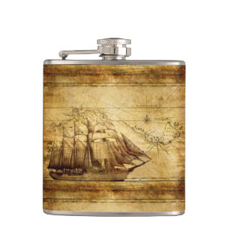 pirate ship explorer's flask