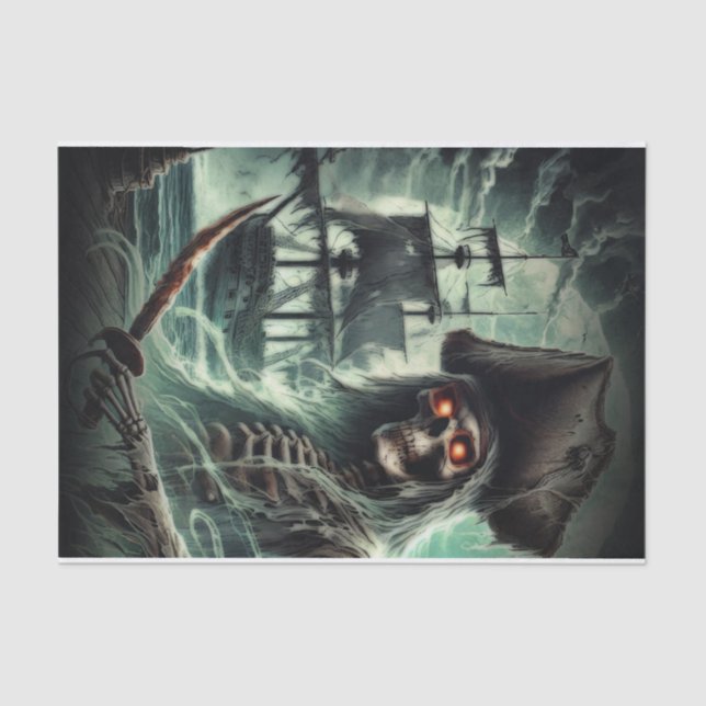 Pirate Ship Ghost Halloween Costume Party Tissue Paper (Front)