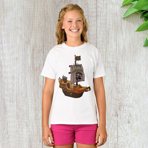 Pirate Ship Girls T_Shirt