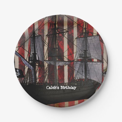Pirate Ship Grunge Birthday Party Plates