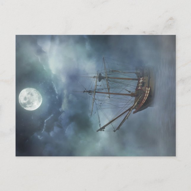 Pirate Ship in Fog Postcard (Front)