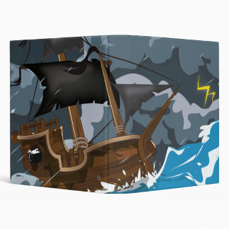 Pirate Ship in Storm 3 Ring Binder