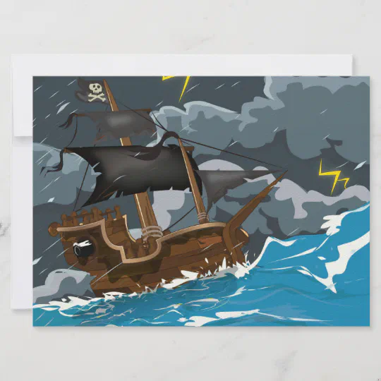 Pirate Ship Storm Matte/Glossy PosterWellcoda