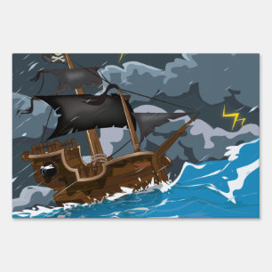 Pirate Ship in Storm Sign