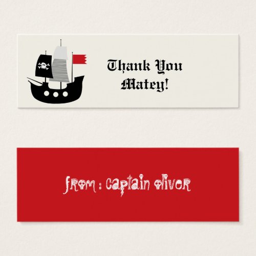 Pirate Ship Kids Birthday Party Favor Gift Tag