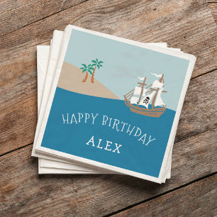 Pirate Ship Kids Birthday Party Paper Napkins