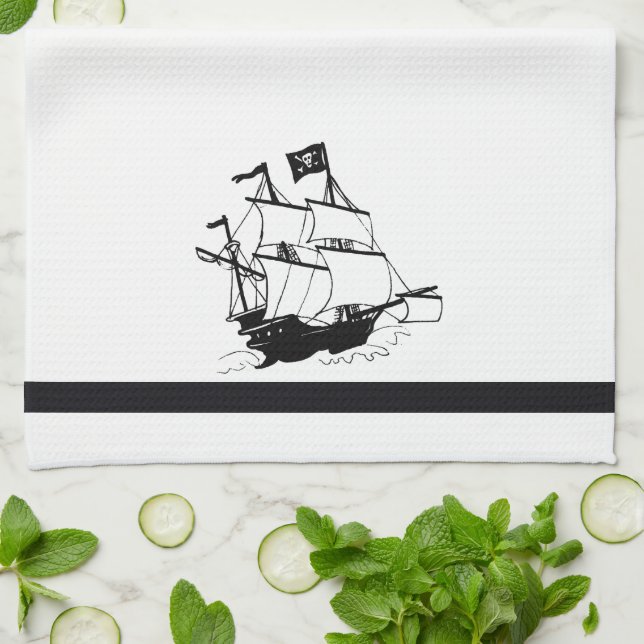 Pirate Ship Kitchen Towel (Folded)
