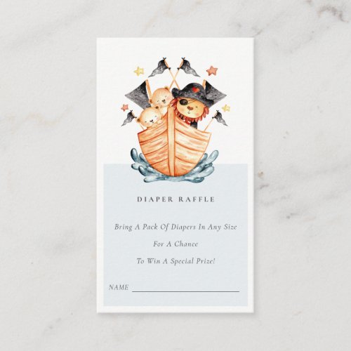 Pirate Ship Lion Cub Diaper Raffle Baby Shower Enclosure Card