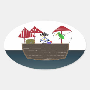 Pirate Ship Oval Sticker