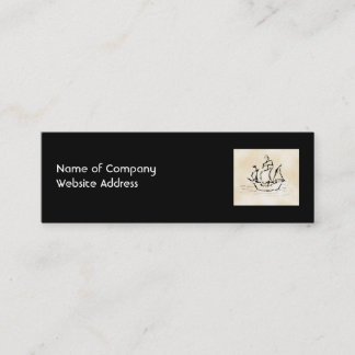 Pirate Ship. Parchment Pattern Background. Mini Business Card