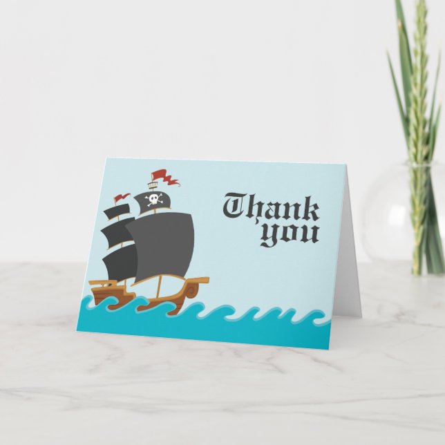 Pirate Ship Party Thank You Card (Front)