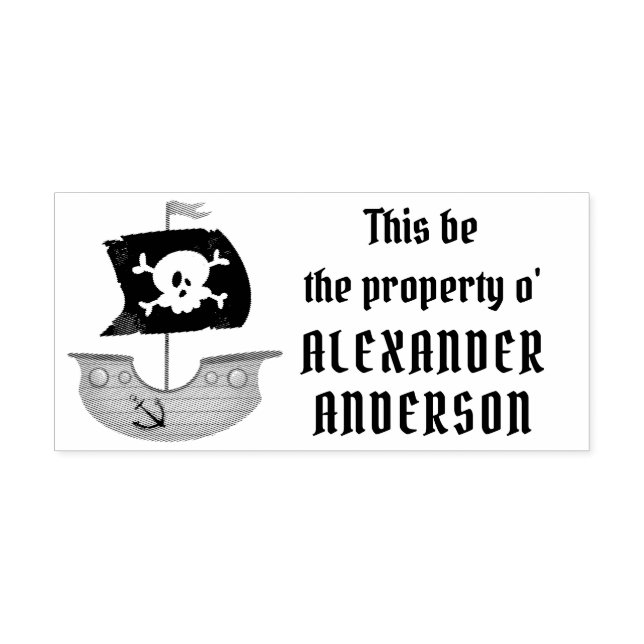 Pirate Ship Personalize Rubber Stamp (Imprint)