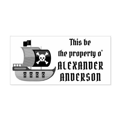 Pirate Ship Personalize Rubber Stamp