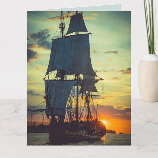PIRATE SHIP PHOTO BIRTHDAY GREETING BIG CARD (Front)