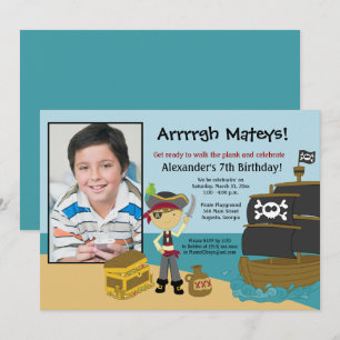 Pirate Ship Photo Boy's Birthday Invitation 5x7