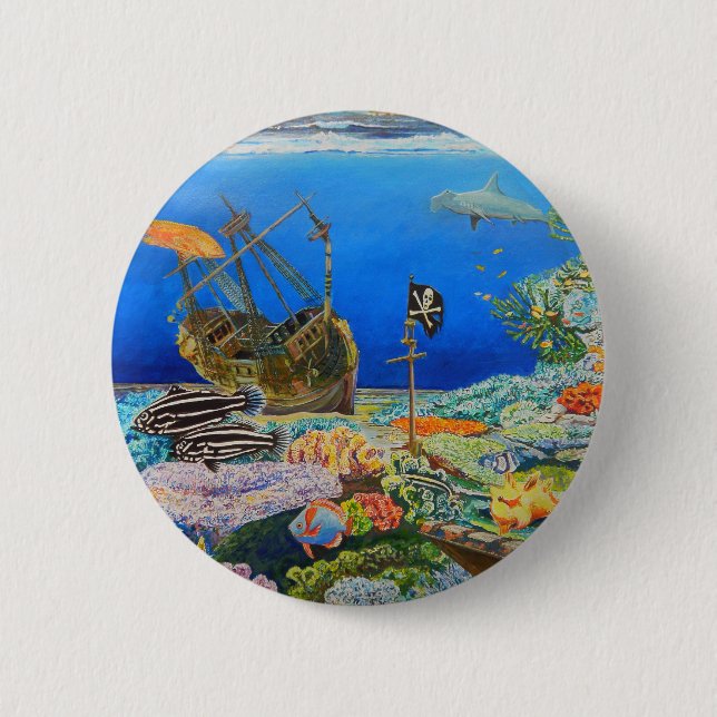 Pirate Ship Pinback Button (Front)