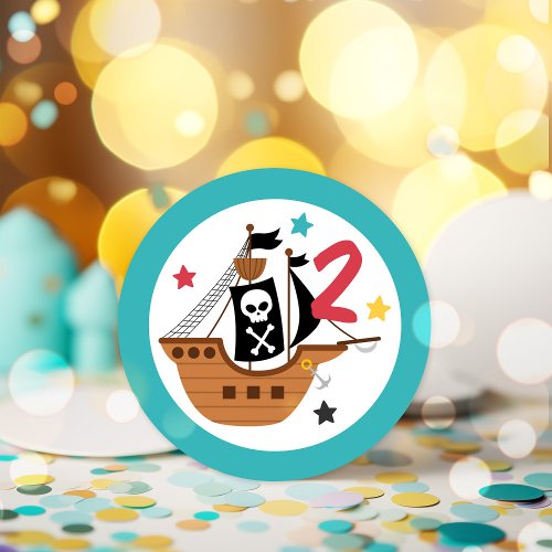 Pirate Ship Pirate Treasure Birthday Party Classic Round Sticker