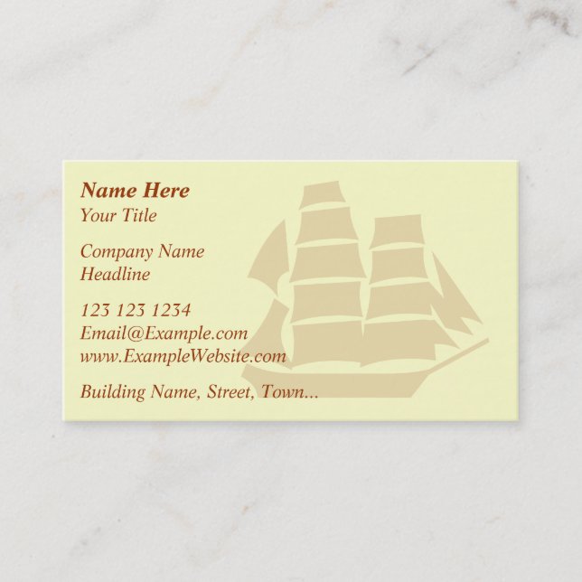 Pirate Ship. Sailing Ship. Business Card (Front)