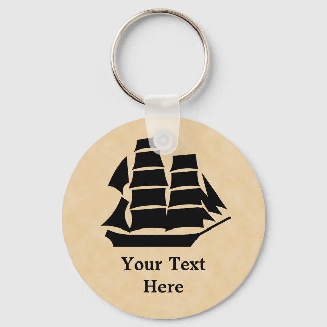Pirate Ship. Sailing Ship. Keychain (Front)