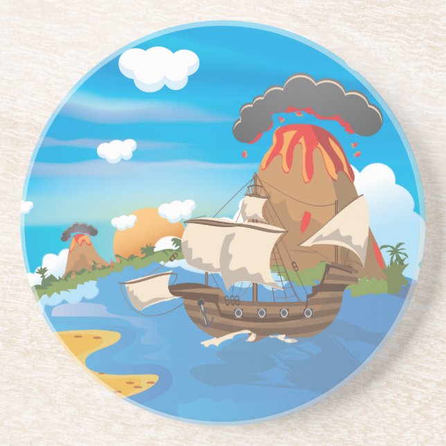 Pirate Ship Sandstone Coaster (Front)