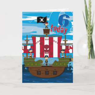 Birthday Card  Boys Childs Pirate Boat Sea With Envelope Not Personalised 