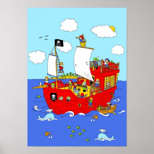 Pirate Ship scene Poster