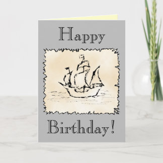 Pirate Ship Scroll! Birthday Custom Card