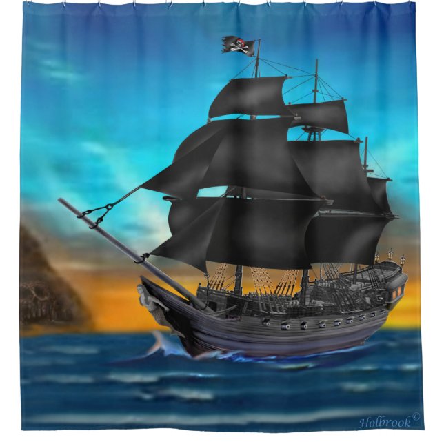 PIRATE SHIP SHOWER CURTAIN (Front)
