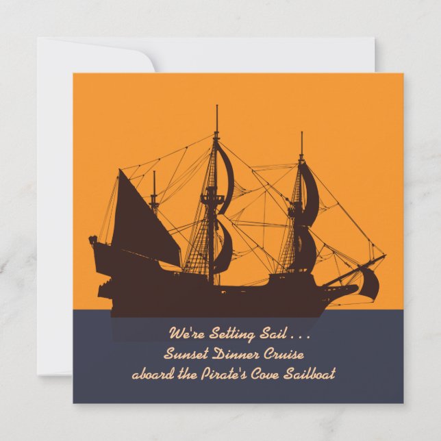 Pirate Ship Silhouette Invitation (Front)