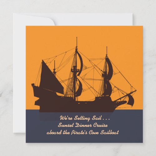 Pirate Ship Silhouette Invitation