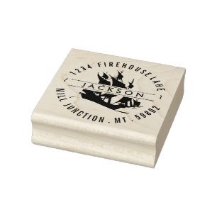 Pirate Ship Silhouette Return Address Stamp