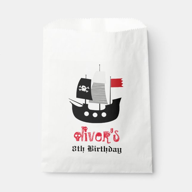 Pirate Ship Skeleton Boy Birthday Party Favor Bag (Front)