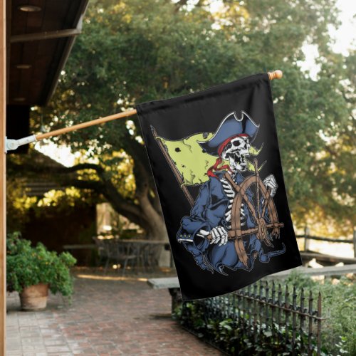 Pirate Ship Skeleton House Flag